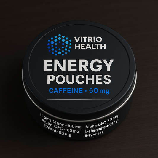Vitrio Health Energy Pouches – 50mg Caffeine + Nootropic Blend